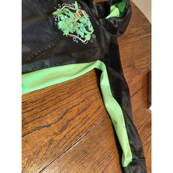 Large 10/12 Nickelodeon Teenage Mutant Ninja Turtles Black Green Hoodie Sweatshi - Picture 3 of 4